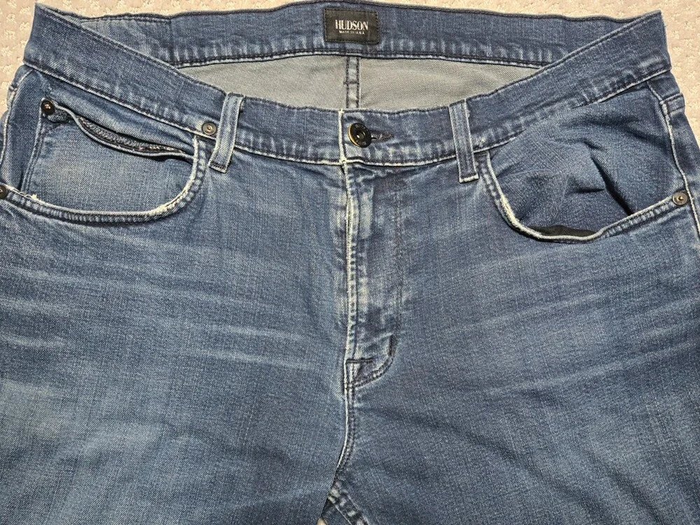 Hudson Brand Blake Slim Straight Blue Jeans Men’s 36 ~ RN 107906 Made in the USA